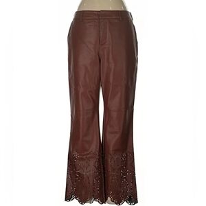 by Anthropologie Chestnut Coachella Vegan Leather Pants Cutout Like New Sz 6
